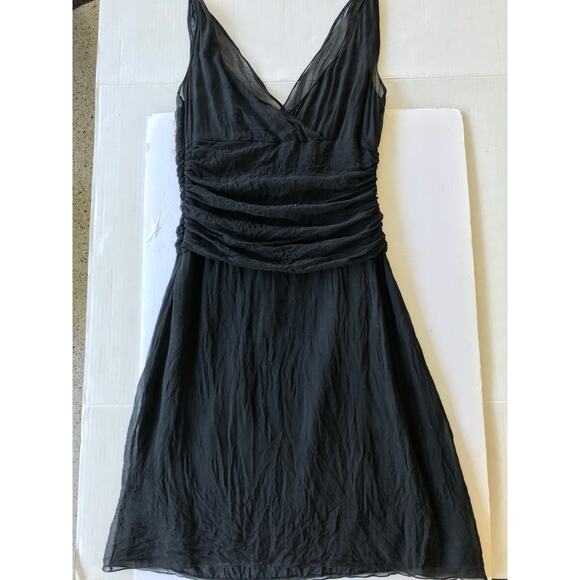 Elie Tahari Silk Little Black Dress Ruched waist Size 6 - Picture 5 of 14